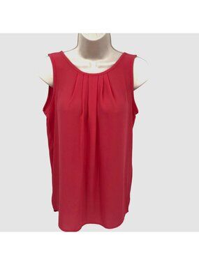 Coco & Main Womens Sleeveless Coral Pleated Blouse Size S